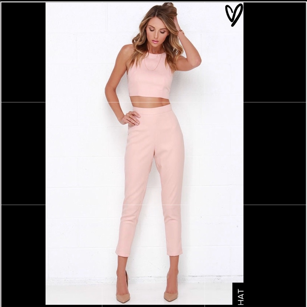 Well-suited blush pink two-piece set